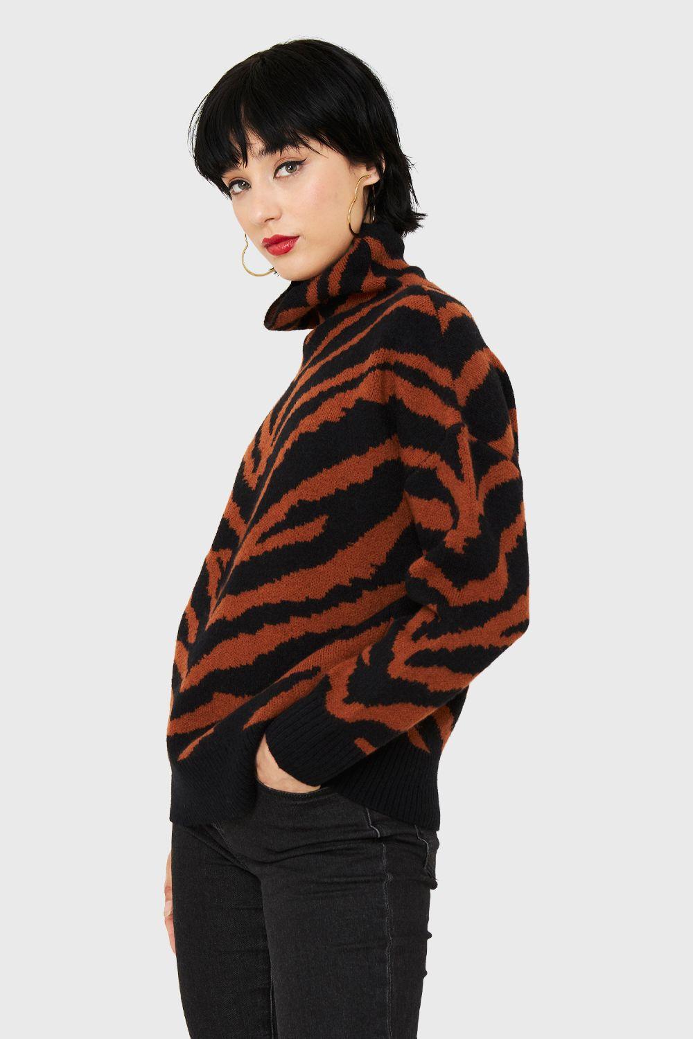 Sweater Atigrado Cuello Alto Óxido Nicopoly-2