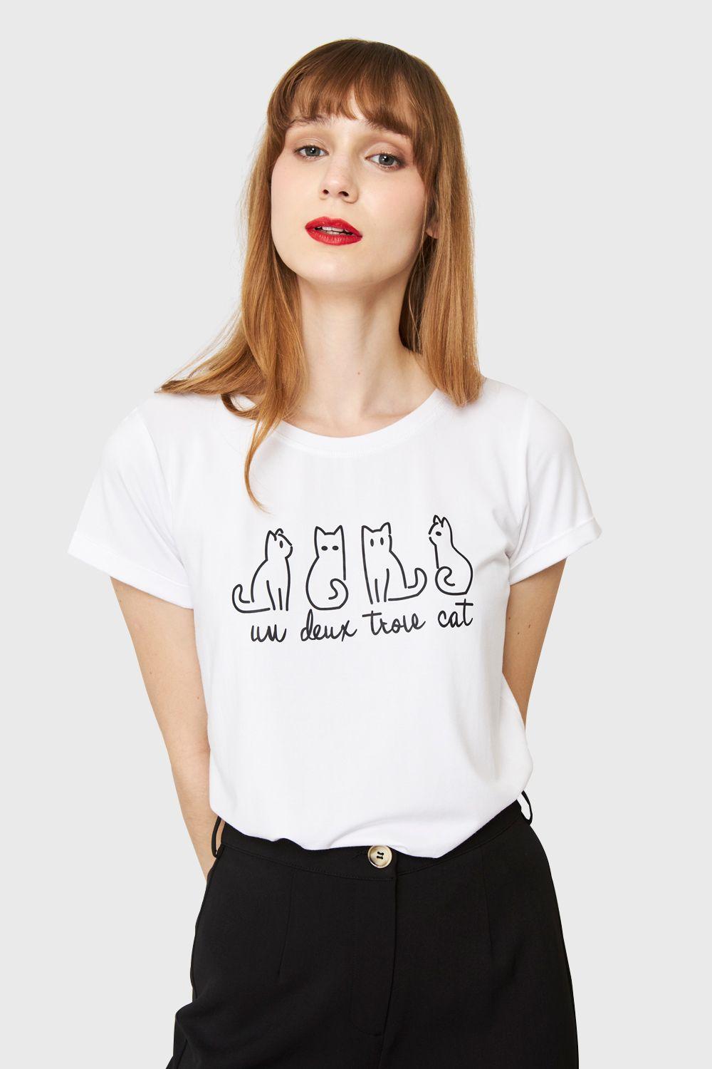 Polera Estampado Gatos Blanco Nicopoly-4