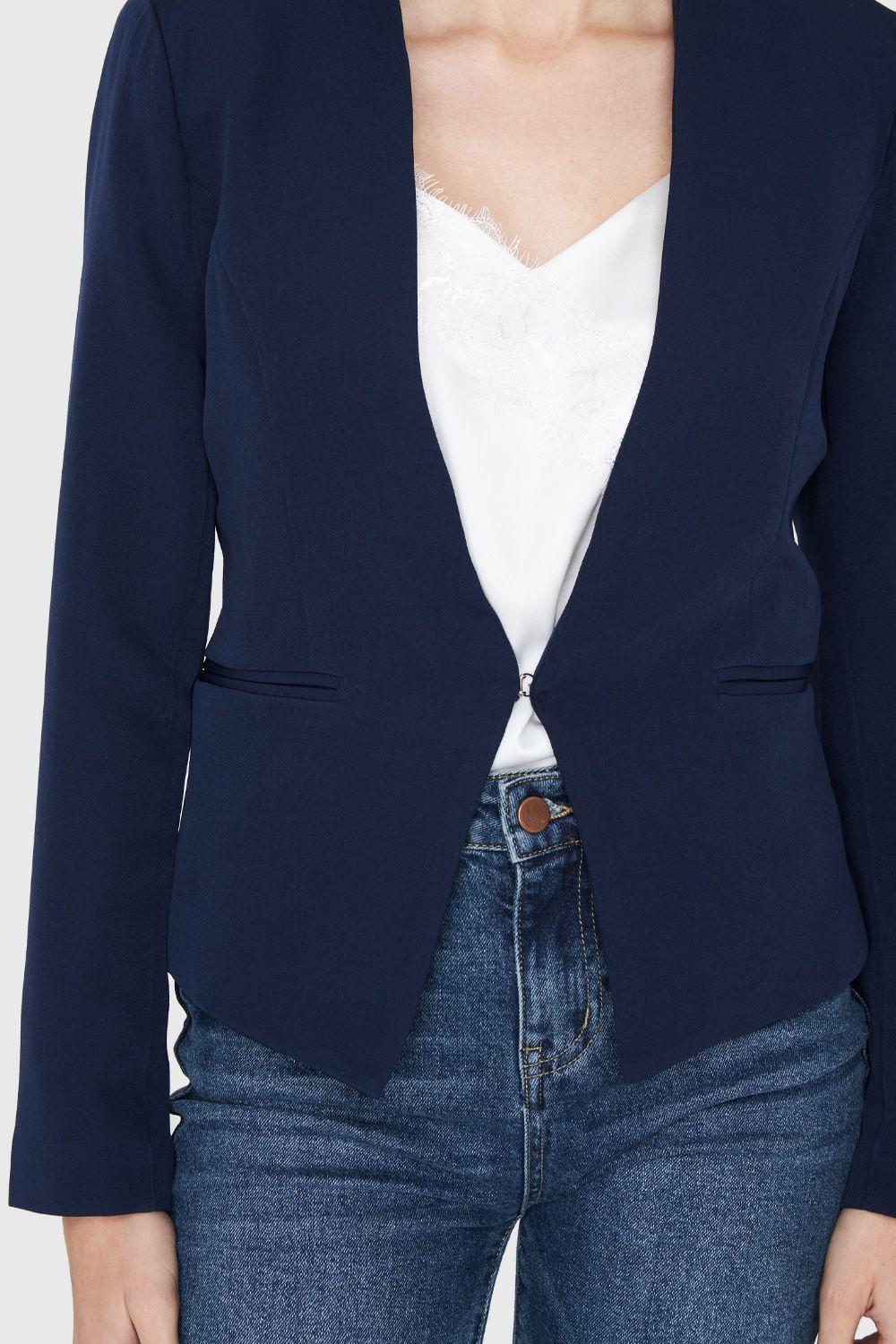 Blazer Entallado Clásico Azul Marino Nicopoly-5