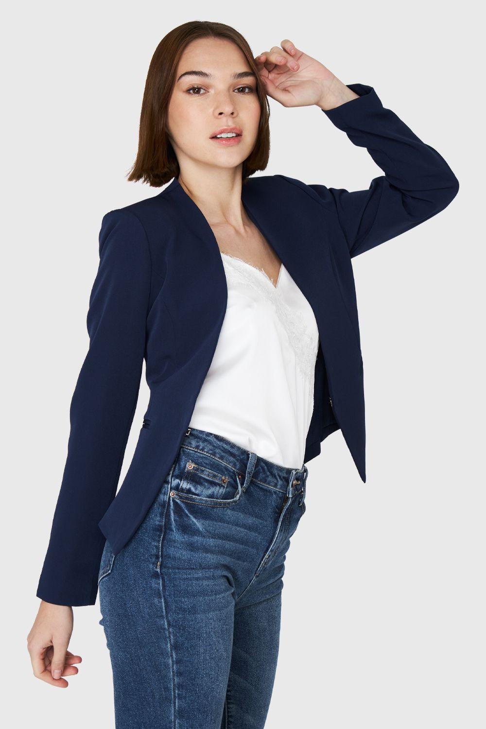 Blazer Entallado Clásico Azul Marino Nicopoly-0