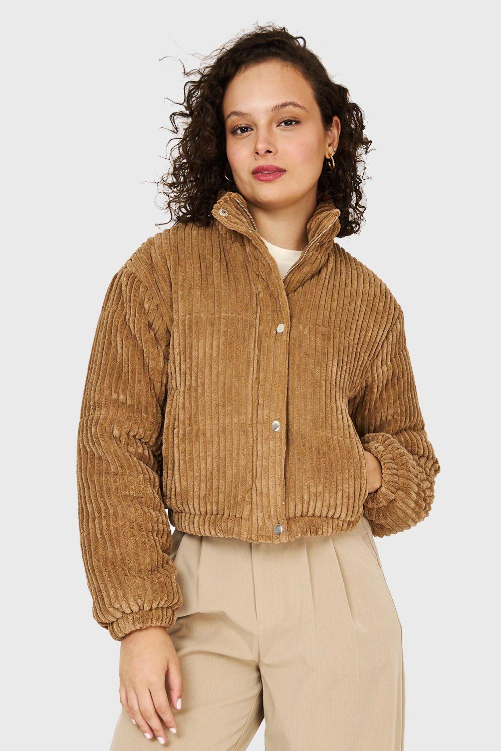 Chaqueta Puffer Cotelé Camel Nicopoly-4