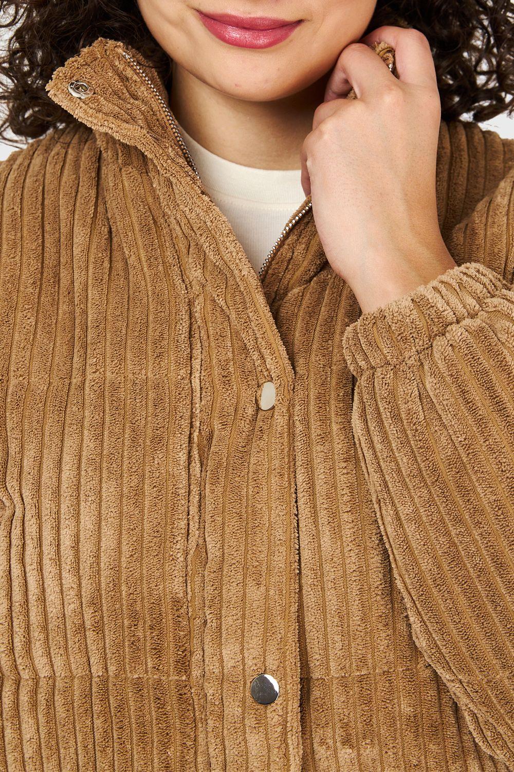 Chaqueta Puffer Cotelé Camel Nicopoly-5