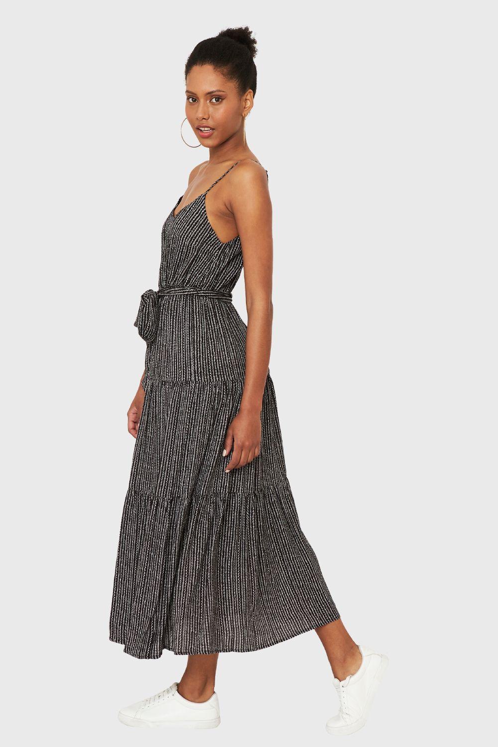 Vestido Print Étnico Negro Nicopoly-2