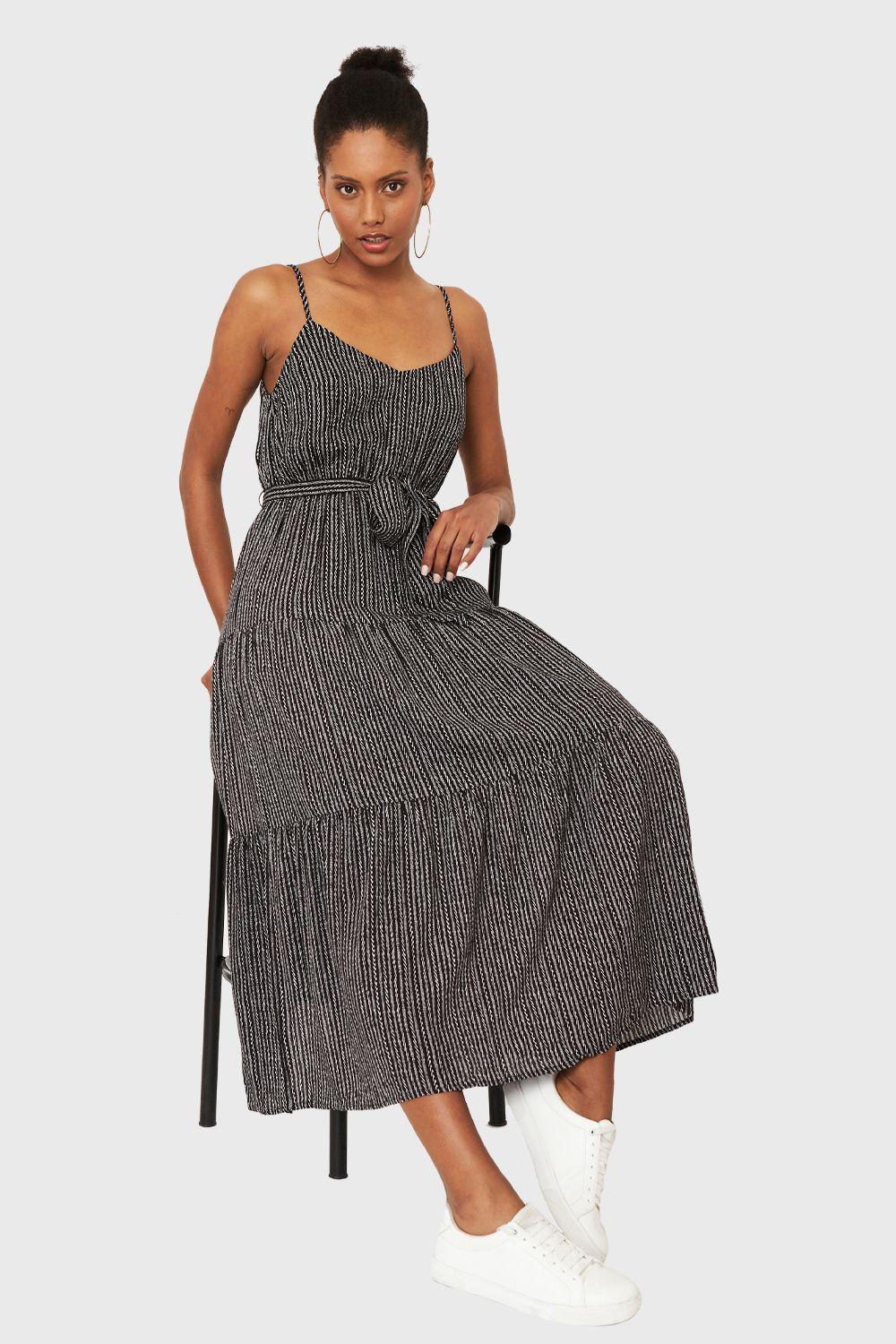 Vestido Print Étnico Negro Nicopoly-0