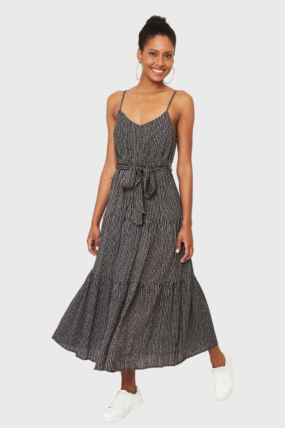 Vestido Print Étnico Negro Nicopoly-1