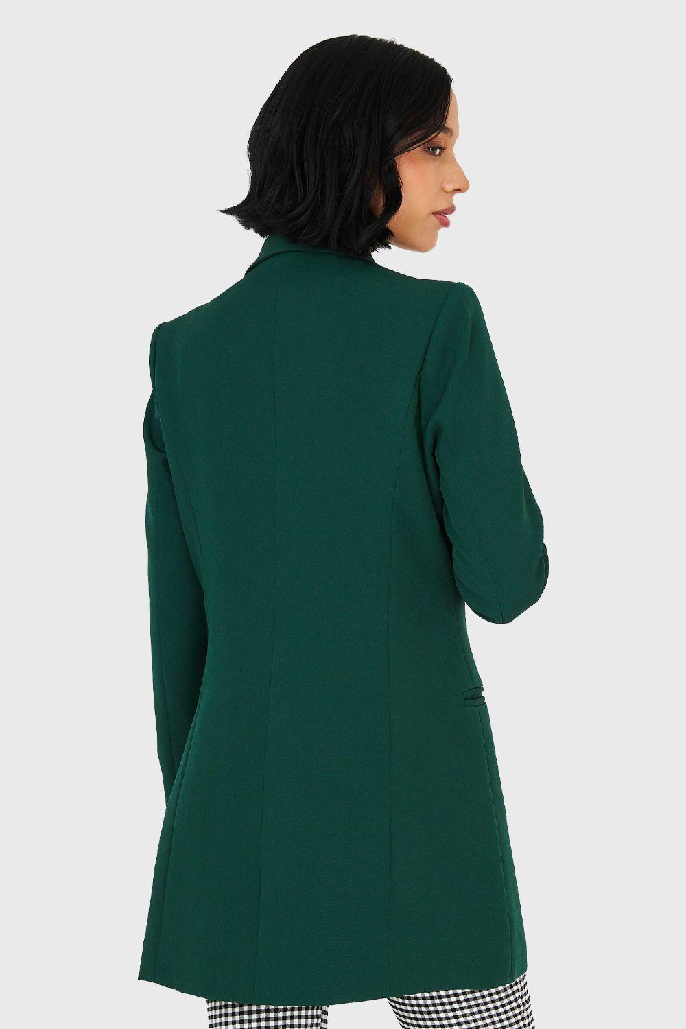 Blazer Largo Cuello Cruzado Verde Oscuro Nicopoly-3