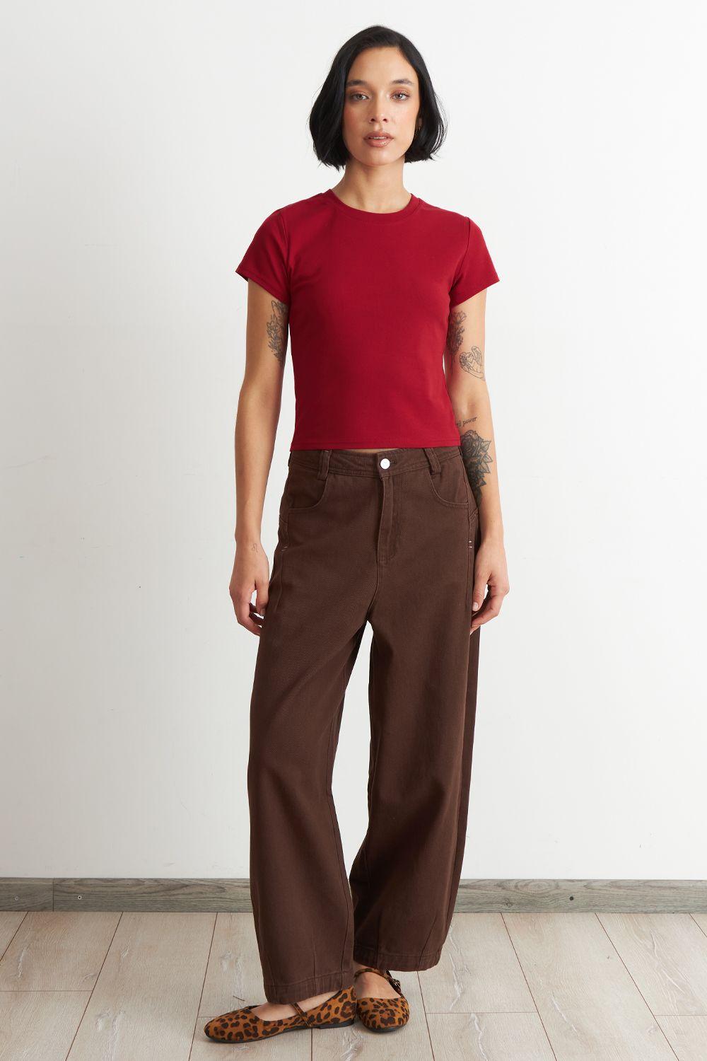 Polera Manga Corta Básica Rojo Nicopoly-1