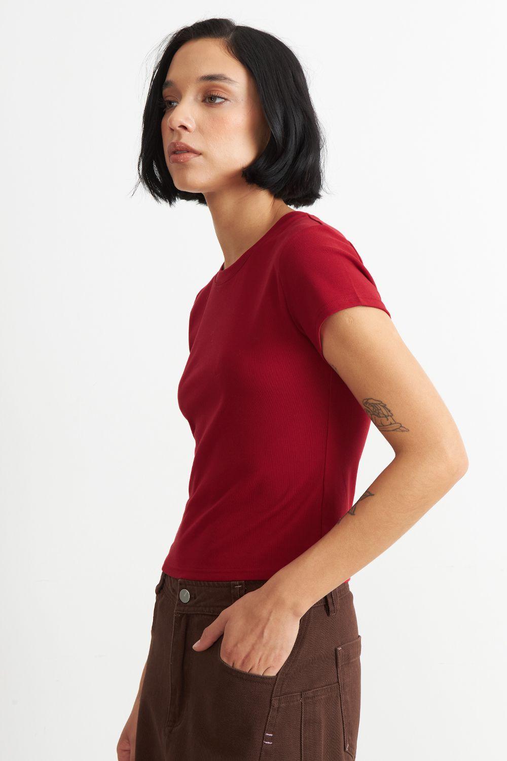 Polera Manga Corta Básica Rojo Nicopoly-2