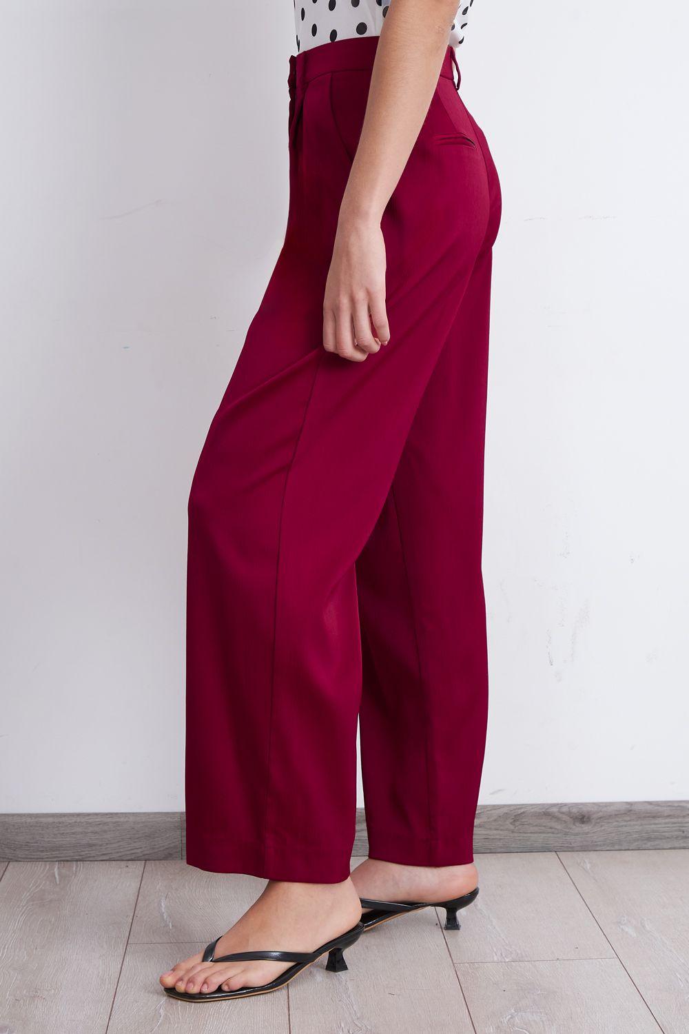 Pantalón Satinado Burdeo Nicopoly-2