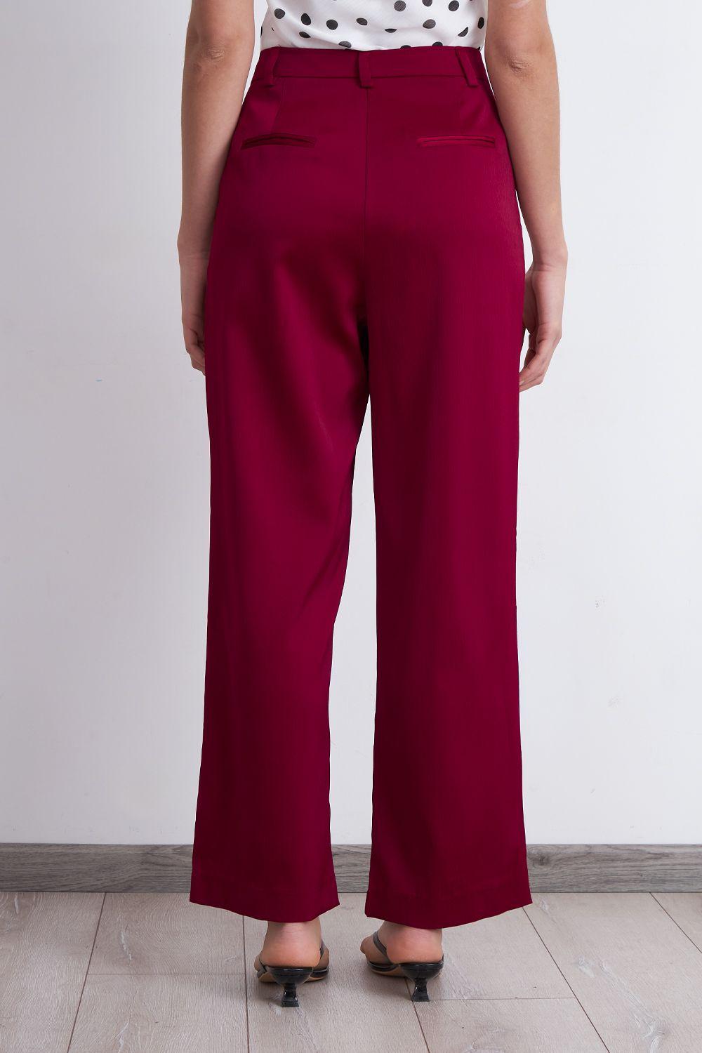 Pantalón Satinado Burdeo Nicopoly-3