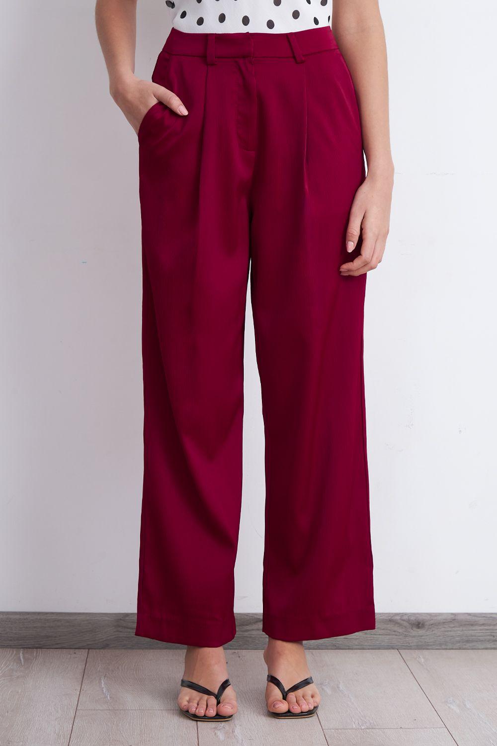 Pantalón Satinado Burdeo Nicopoly-4