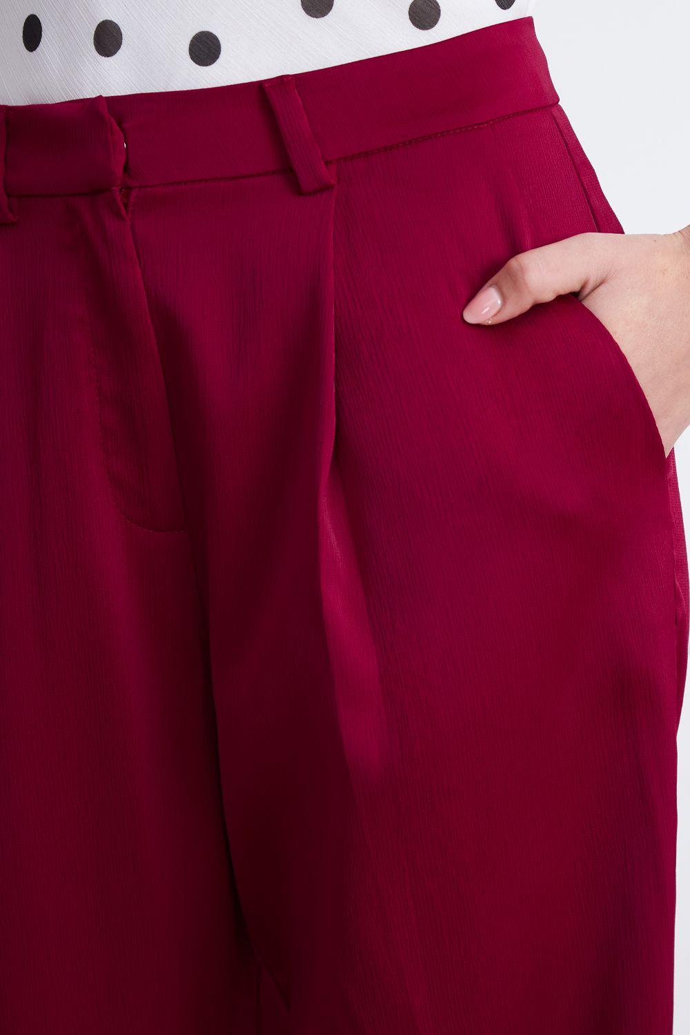 Pantalón Satinado Burdeo Nicopoly-5