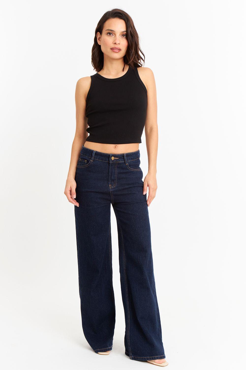 Top Sin Mangas Acanalado Negro Nicopoly-1