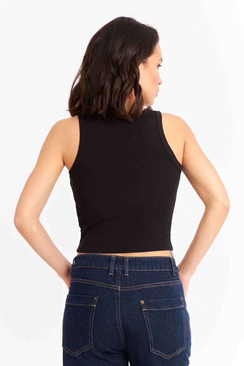Top Sin Mangas Acanalado Negro Nicopoly-3