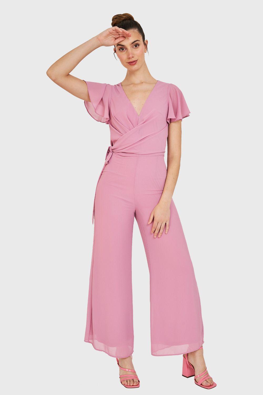 Enterito Escote V Con Lazo Rosa Nicopoly-1