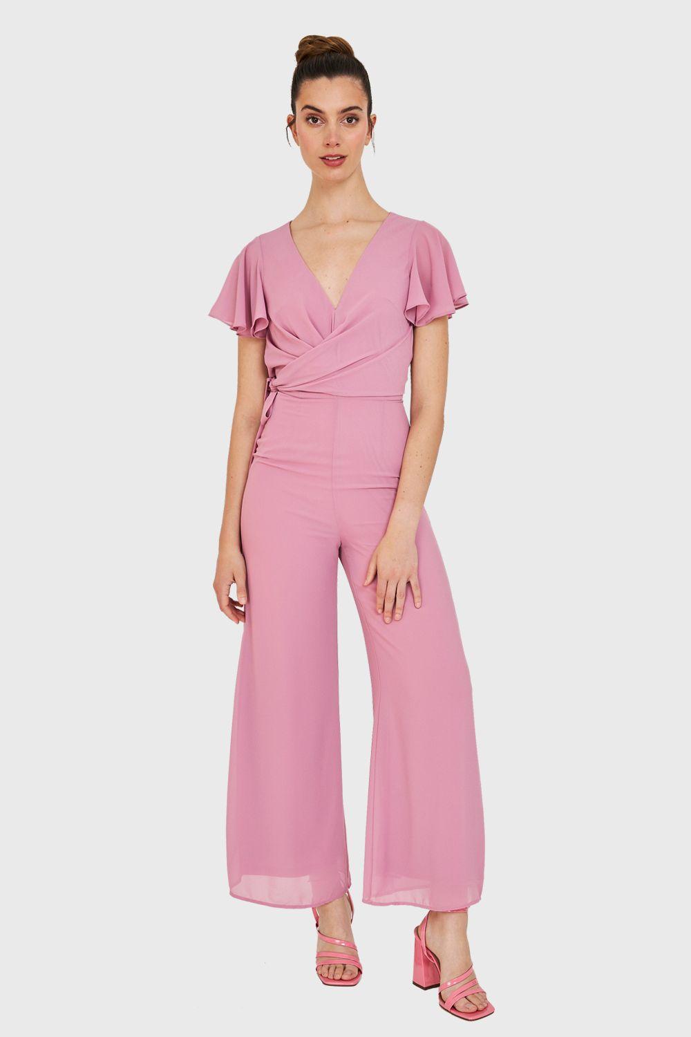 Enterito Escote V Con Lazo Rosa Nicopoly-0