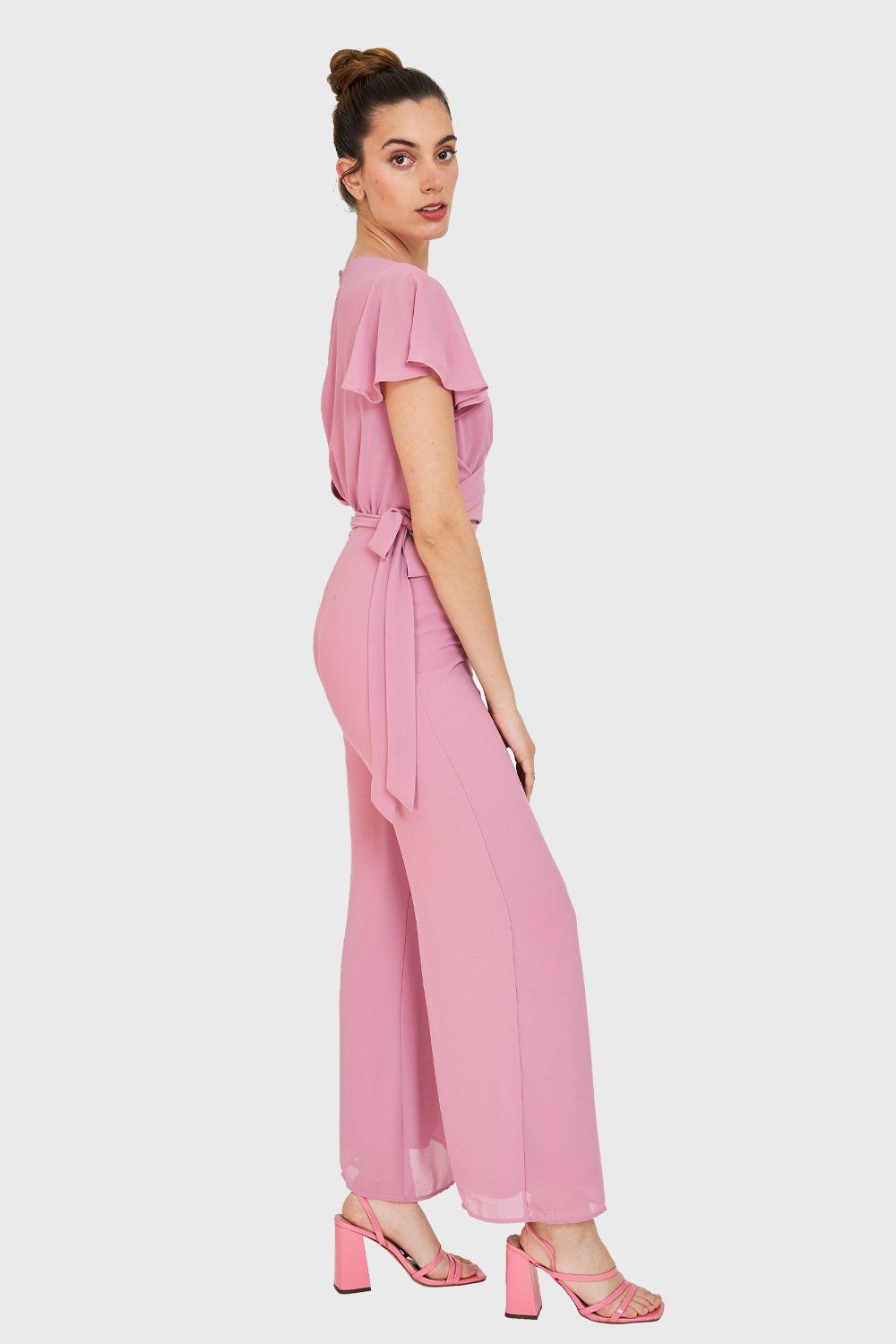 Enterito Escote V Con Lazo Rosa Nicopoly-2