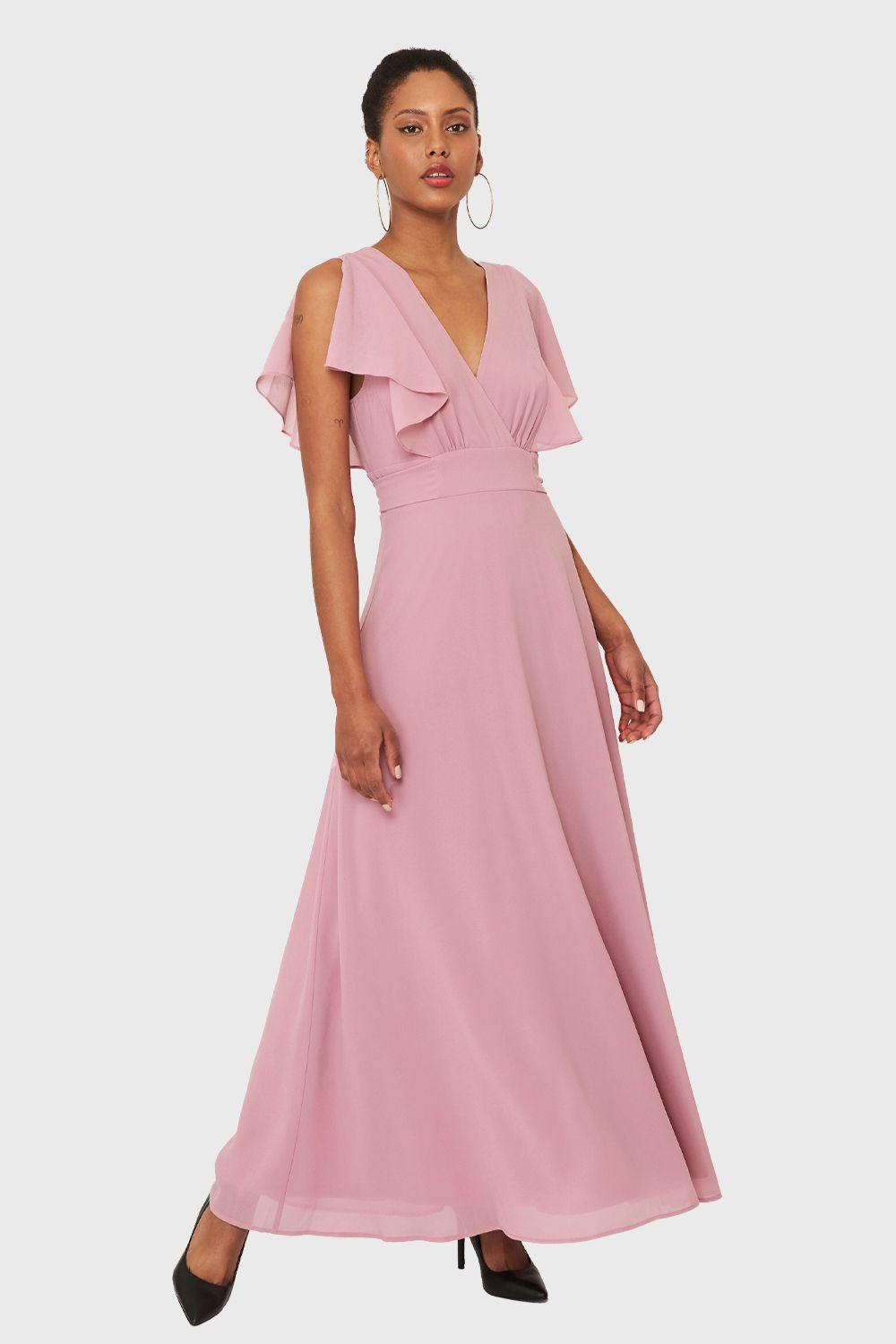 Vestido Largo Rosado Nicopoly-0