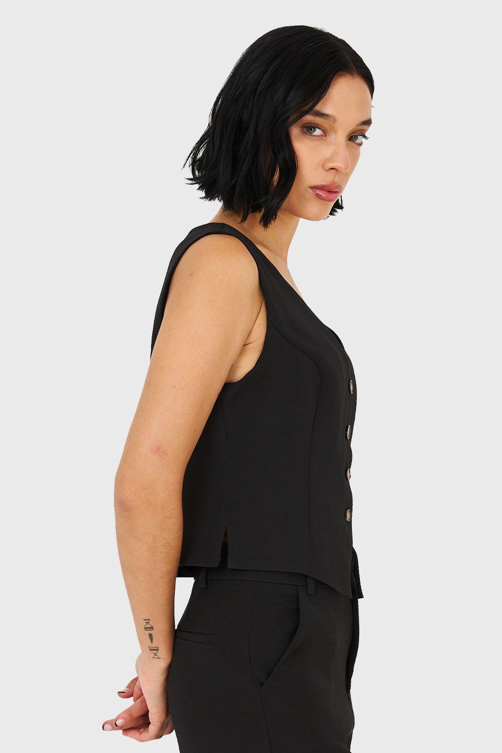 Gilet Básico 4 Botones Negro Nicopoly-2