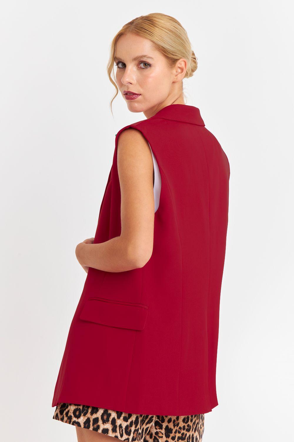 Blazer Sin Mangas Bolsillos Burdeos Nicopoly-3