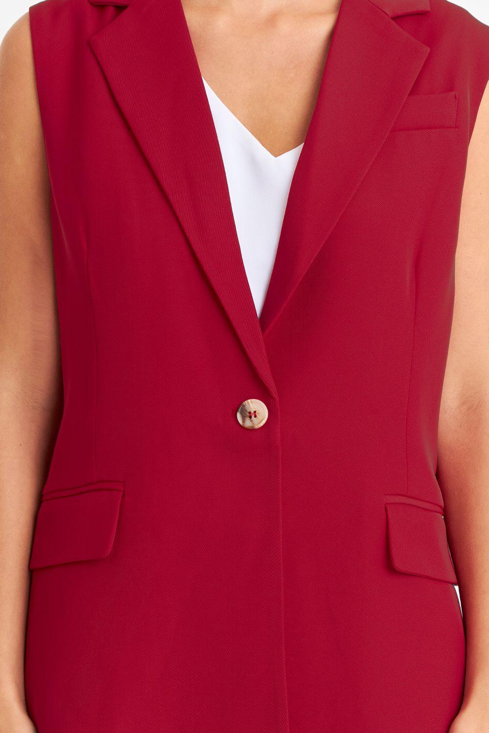 Blazer Sin Mangas Bolsillos Burdeos Nicopoly-5