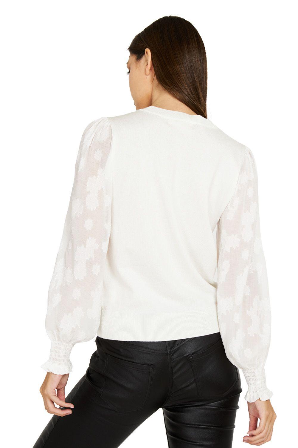 Sweater Manga Floral Blanco Nicopoly-3
