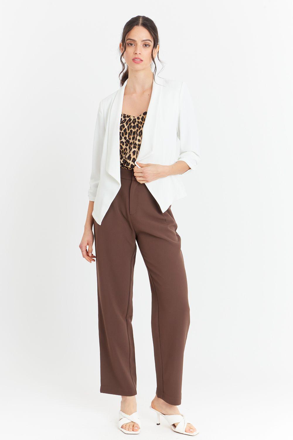 Blazer Manga Detalle Drapeado Blanco Nicopoly-1