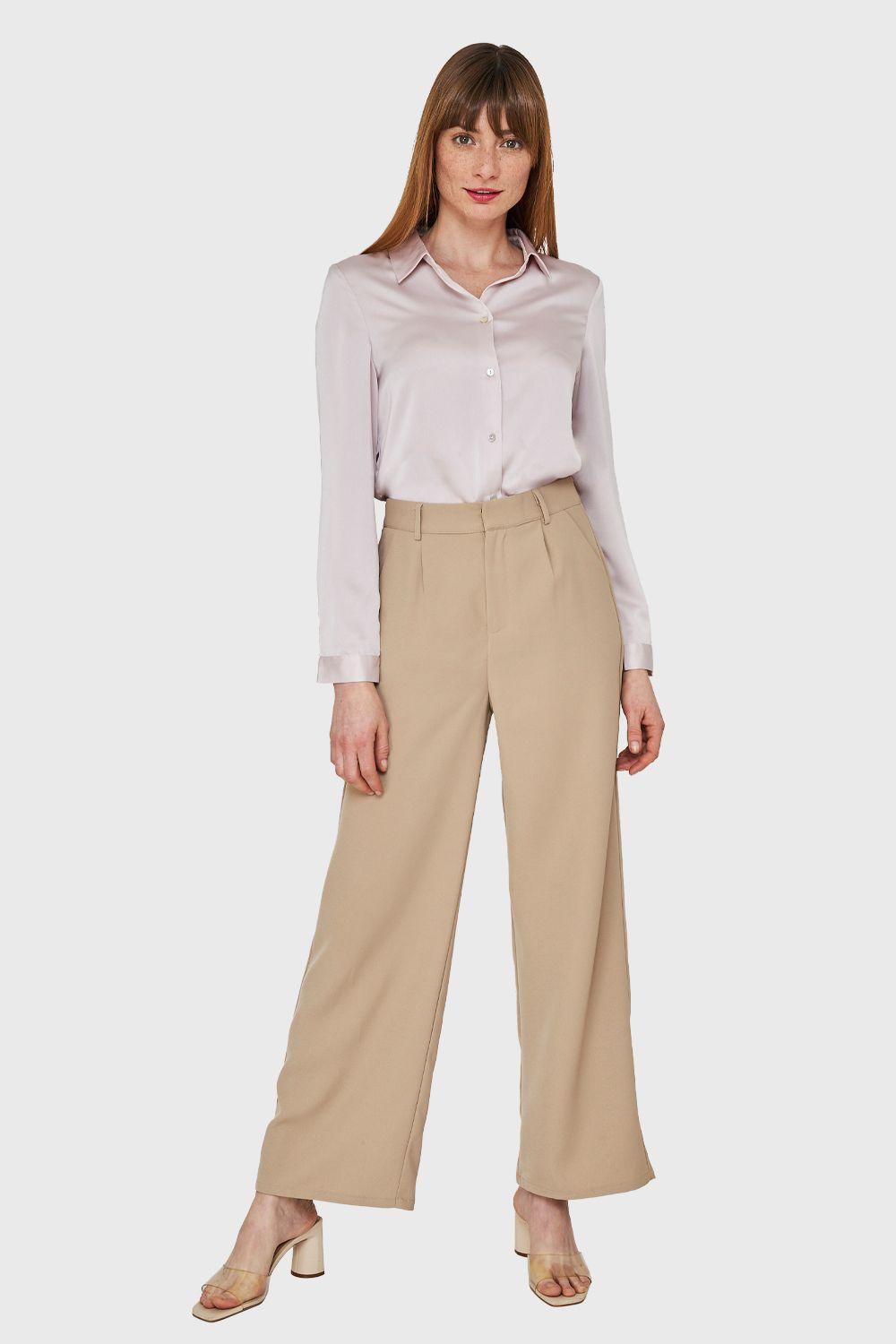 Blusa Camisera Tipo Satín Palo Rosa Nicopoly-1
