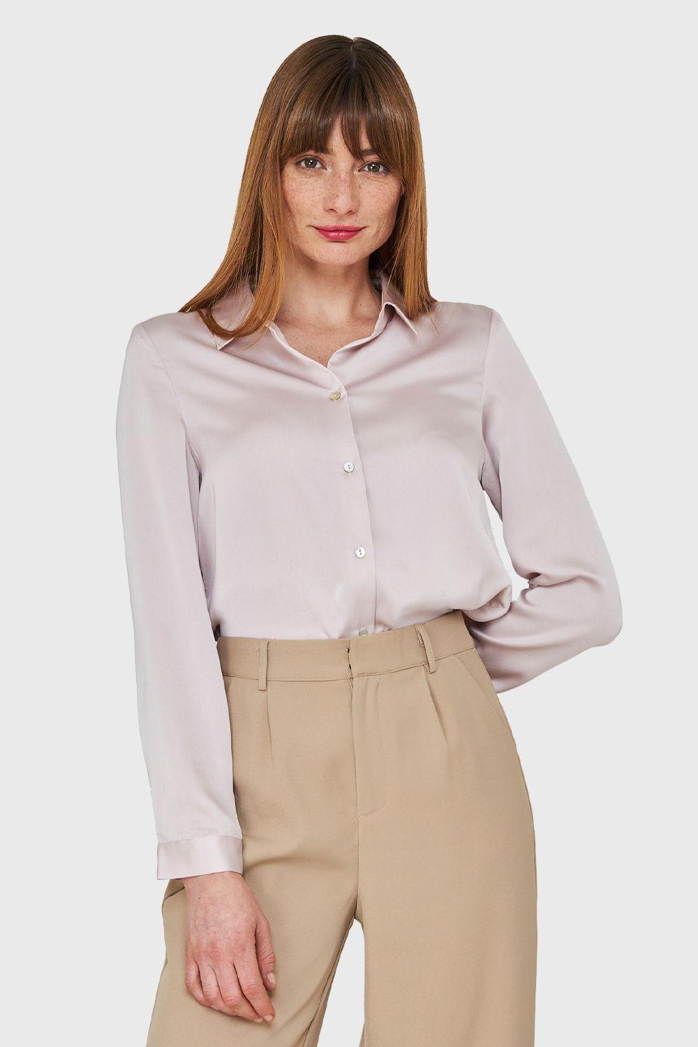 Blusa Camisera Tipo Satín Palo Rosa Nicopoly-4