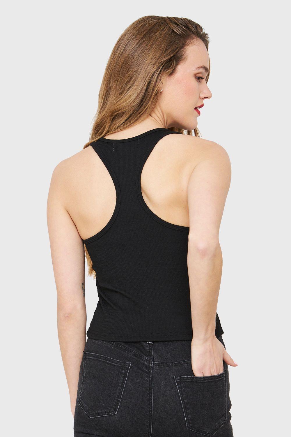 Crop Top Elasticado Negro Nicopoly-3