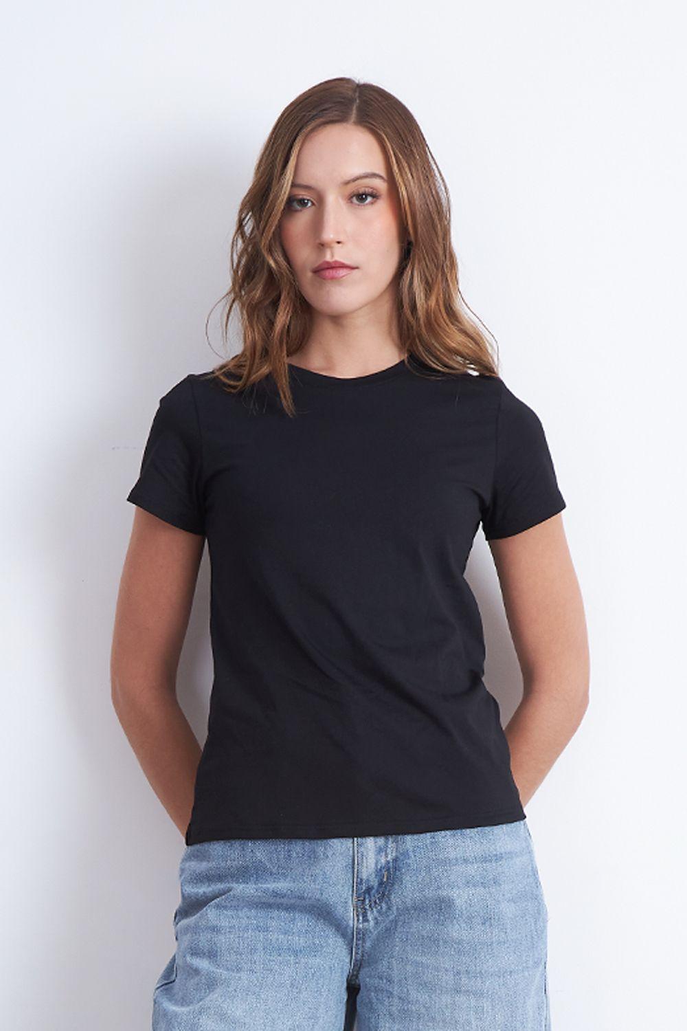 Polera Básica Cuello Redondo Negro Nicopoly-5