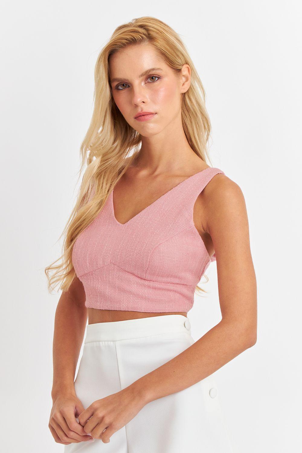 Crop Top Jaspeado Rosado Nicopoly-2