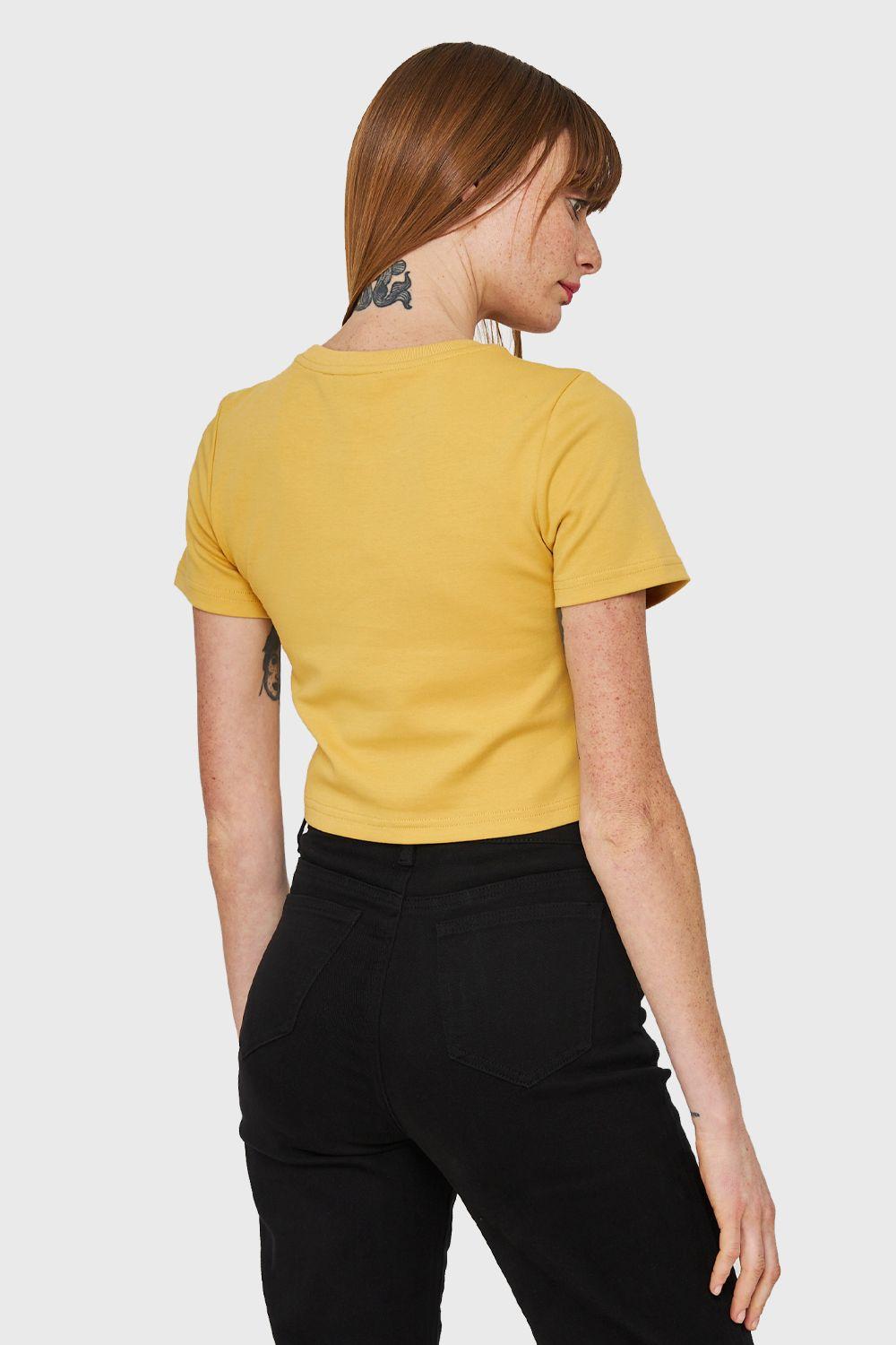Polera Crop Básica Manga Corta Amarillo Nicopoly-3