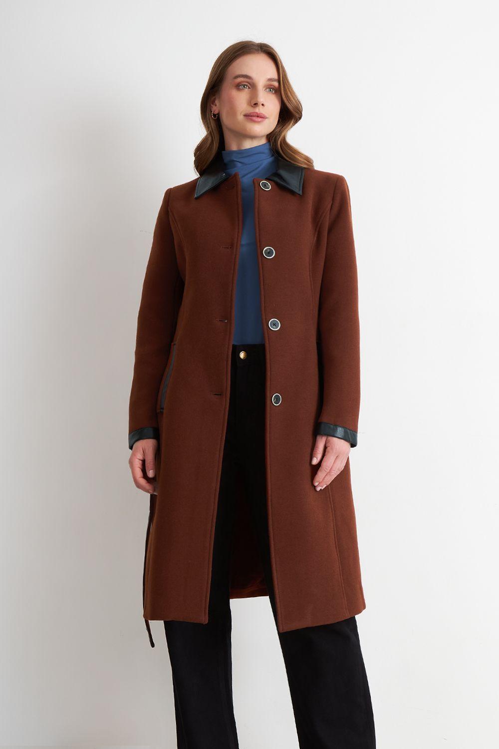 Abrigo Cuello Camisero Café Nicopoly-0