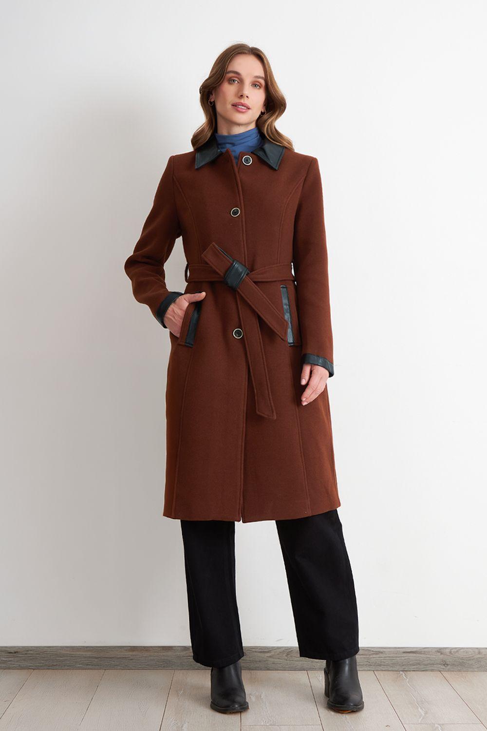 Abrigo Cuello Camisero Café Nicopoly-1