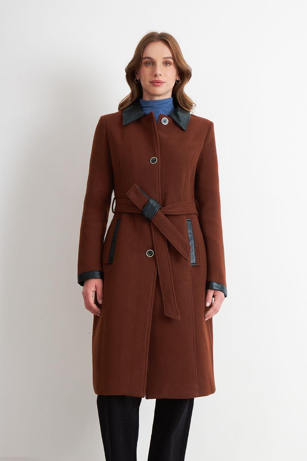 Abrigo Cuello Camisero Café Nicopoly-4