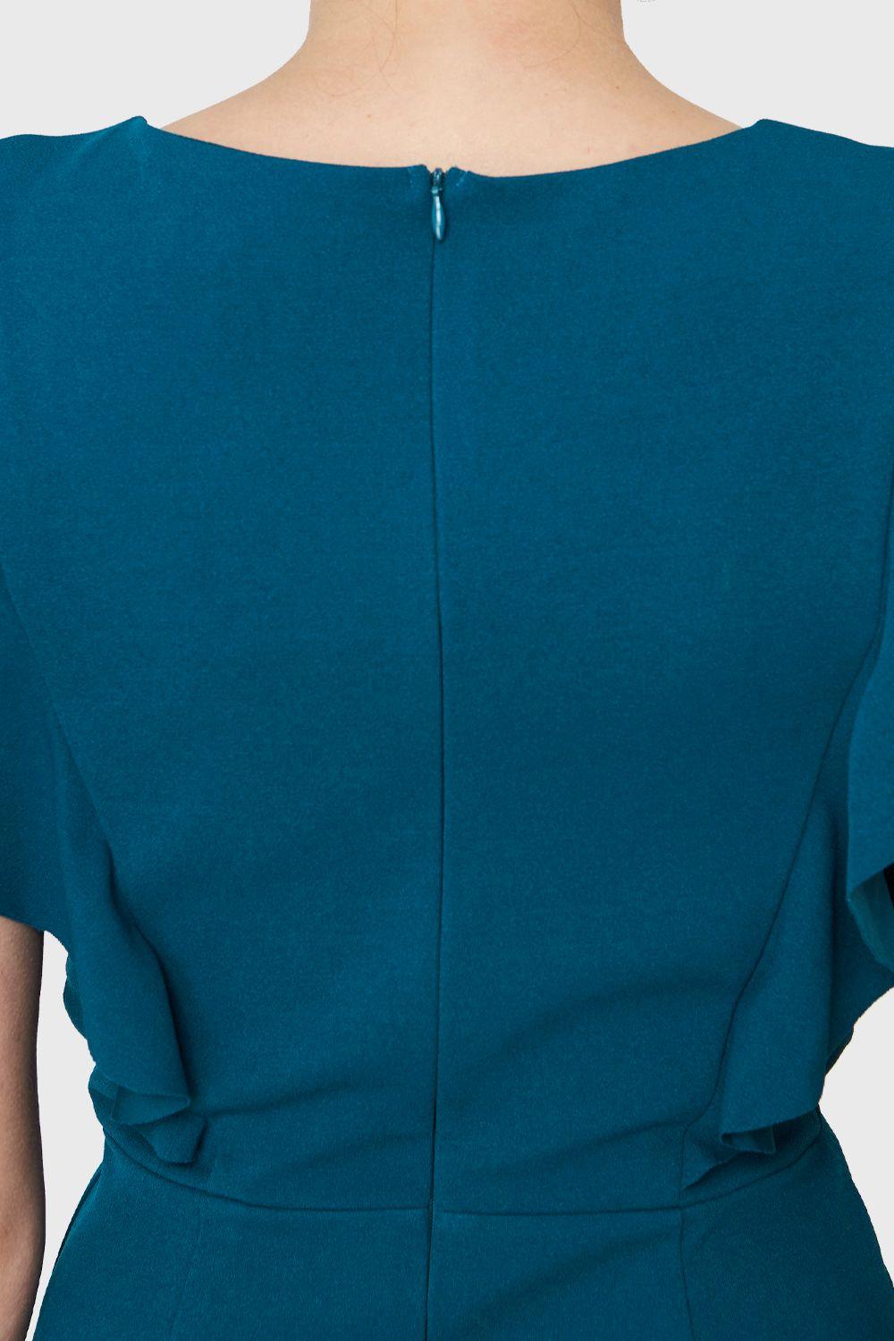 Vestido Volantes Azul Petróleo Nicopoly-5