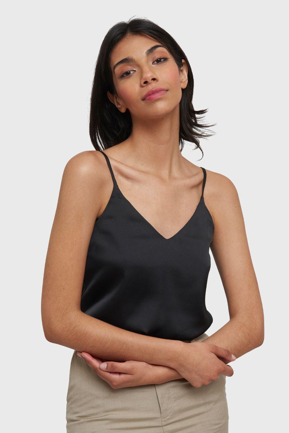 Top Tipo Satín Negro Nicopoly-4