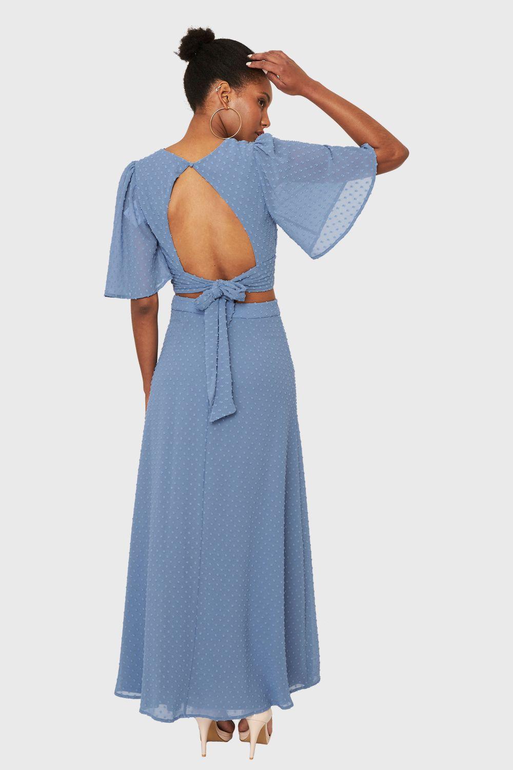 Conjunto Top y Falda Larga Celeste Nicopoly-3