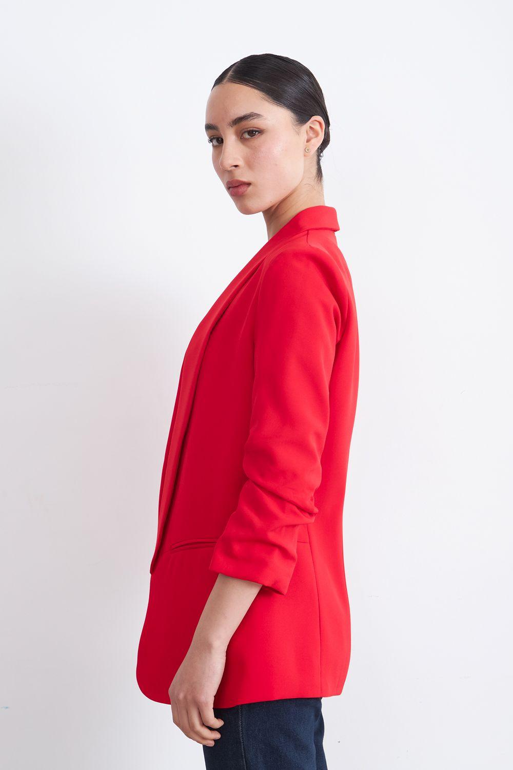 Blazer Manga 3/4 Ajustado con Solapas Rojo Nicopoly-2