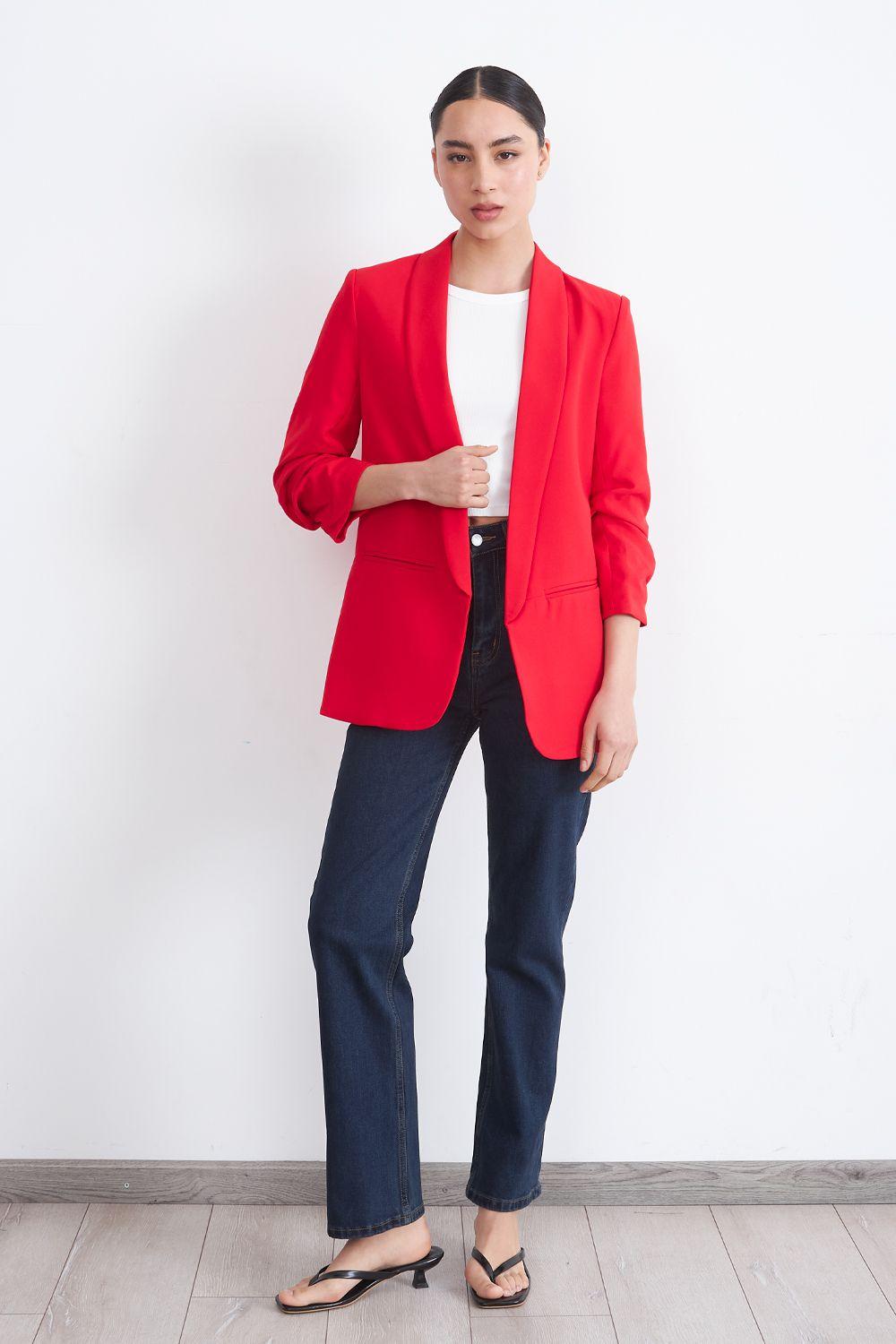 Blazer Manga 3/4 Ajustado con Solapas Rojo Nicopoly-1