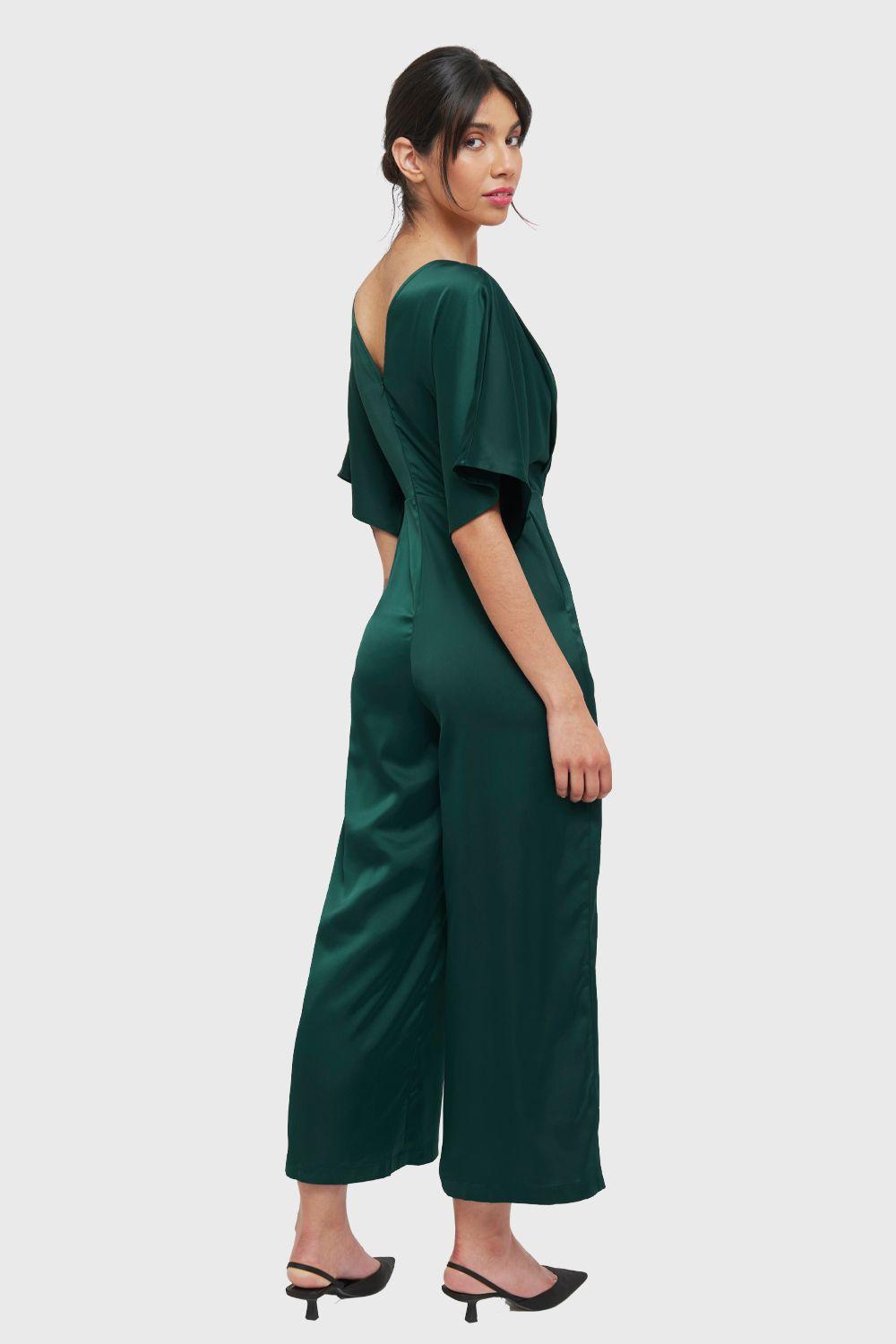 Enterito Tipo Satín Escote V Verde Nicopoly-3