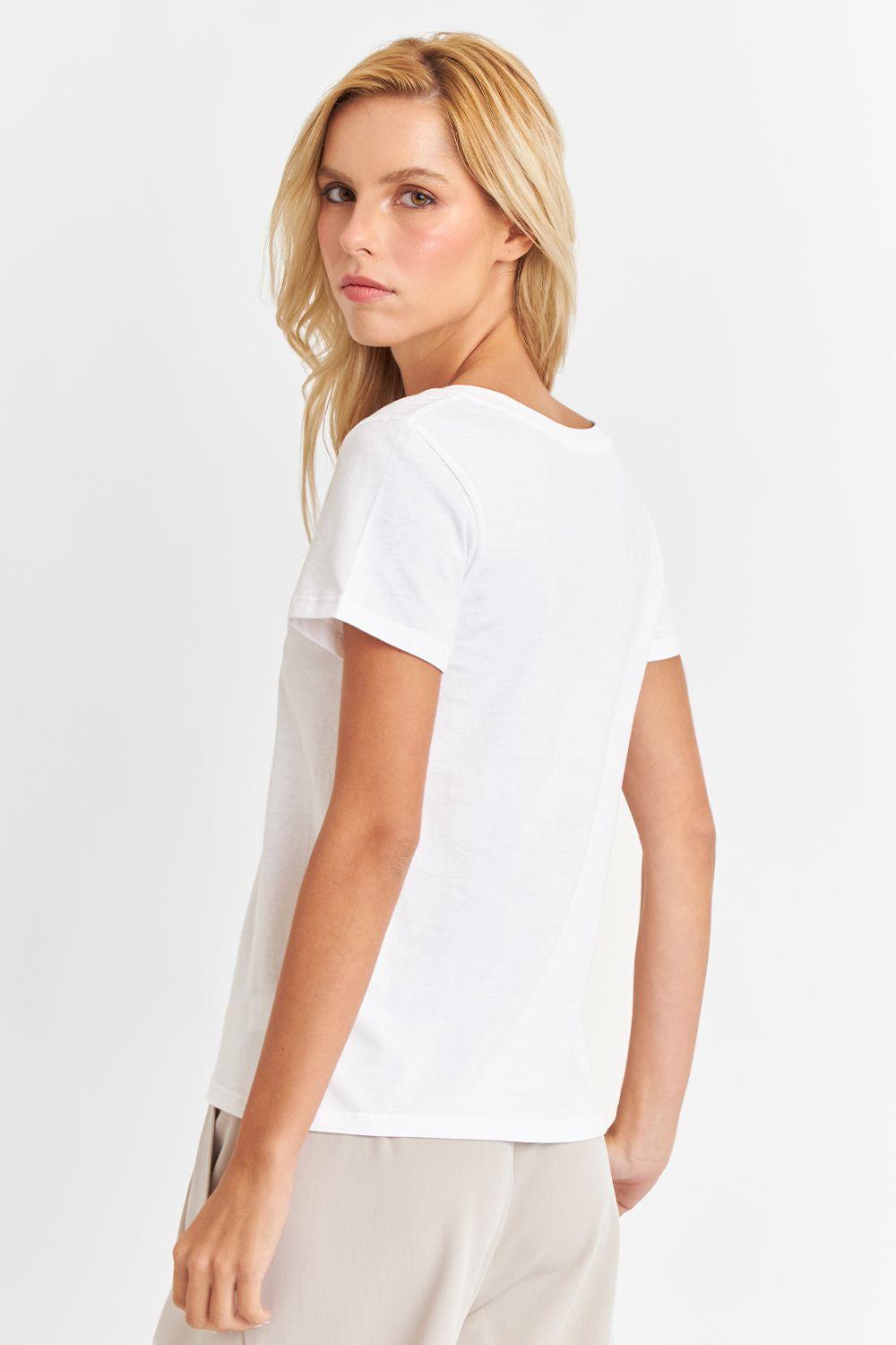 Polera Escote en V Básica Blanco Nicopoly-3