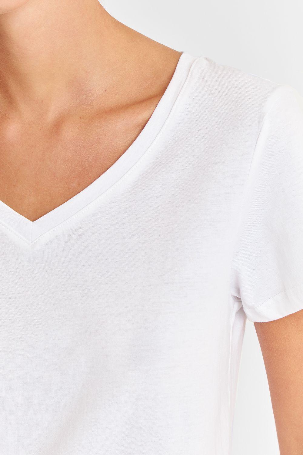 Polera Escote en V Básica Blanco Nicopoly-5