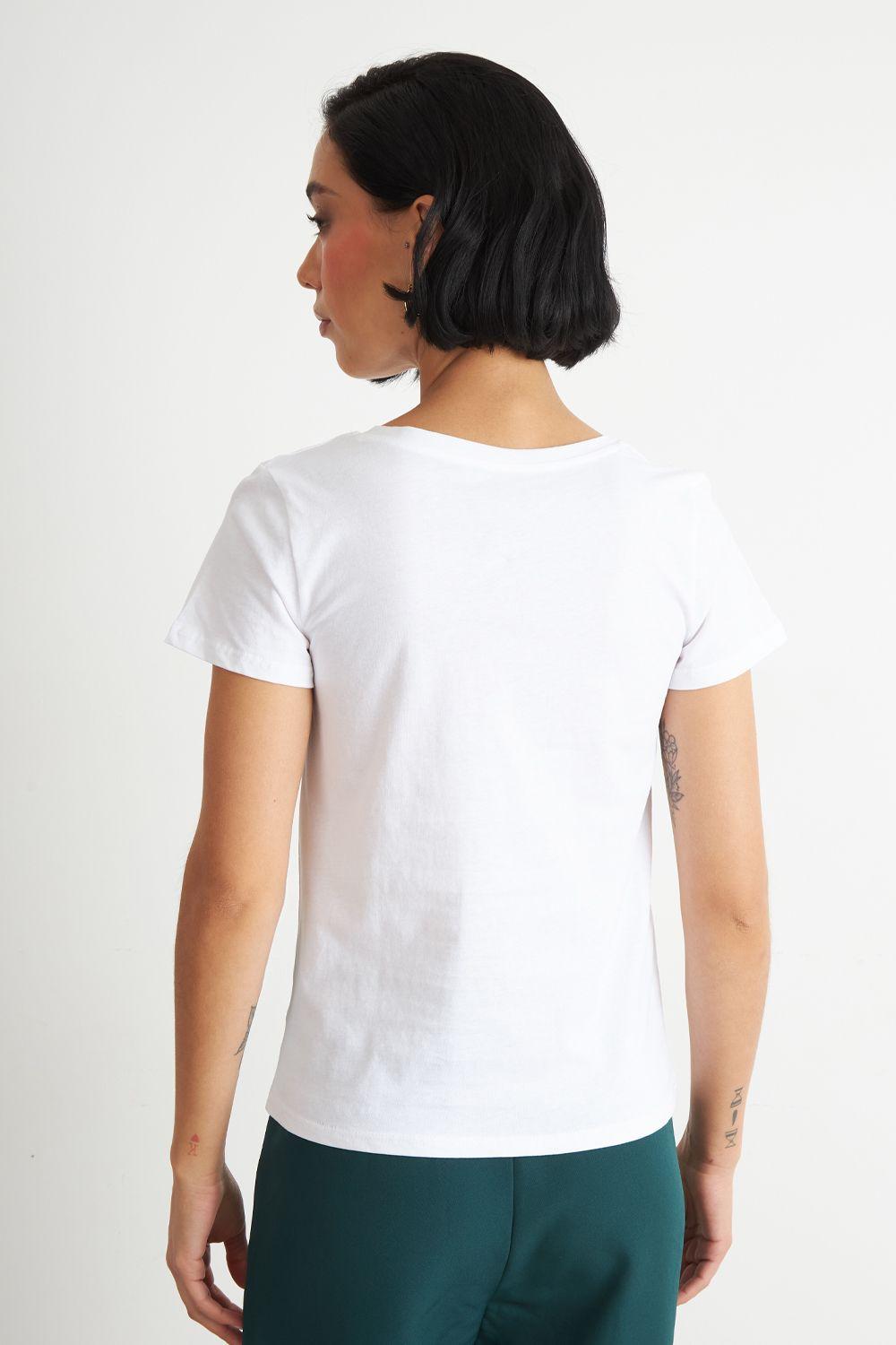 Polera Escote en V Básica Blanco Nicopoly-3