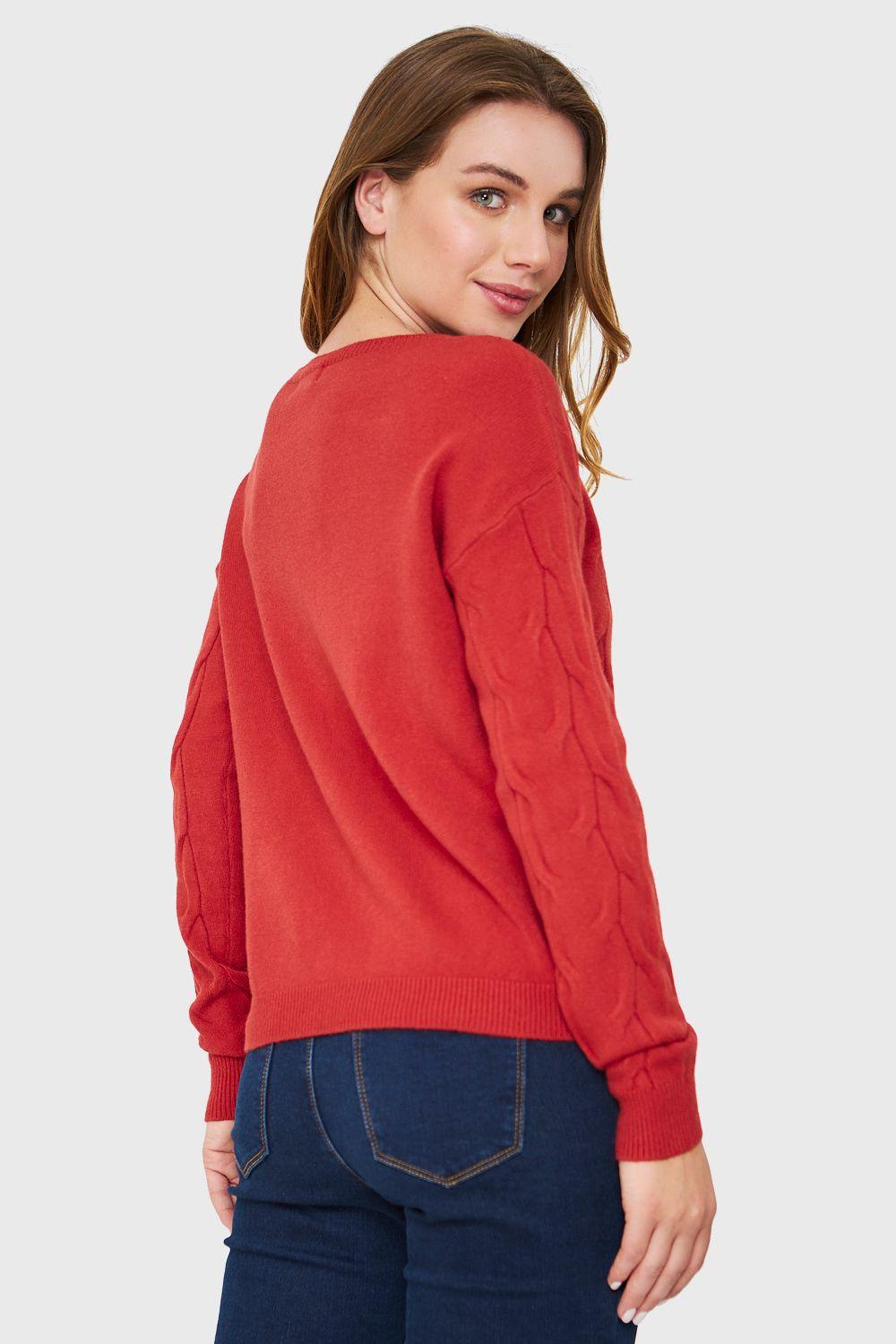 Sweater Patrón Trenzas Rojo Nicopoly-3