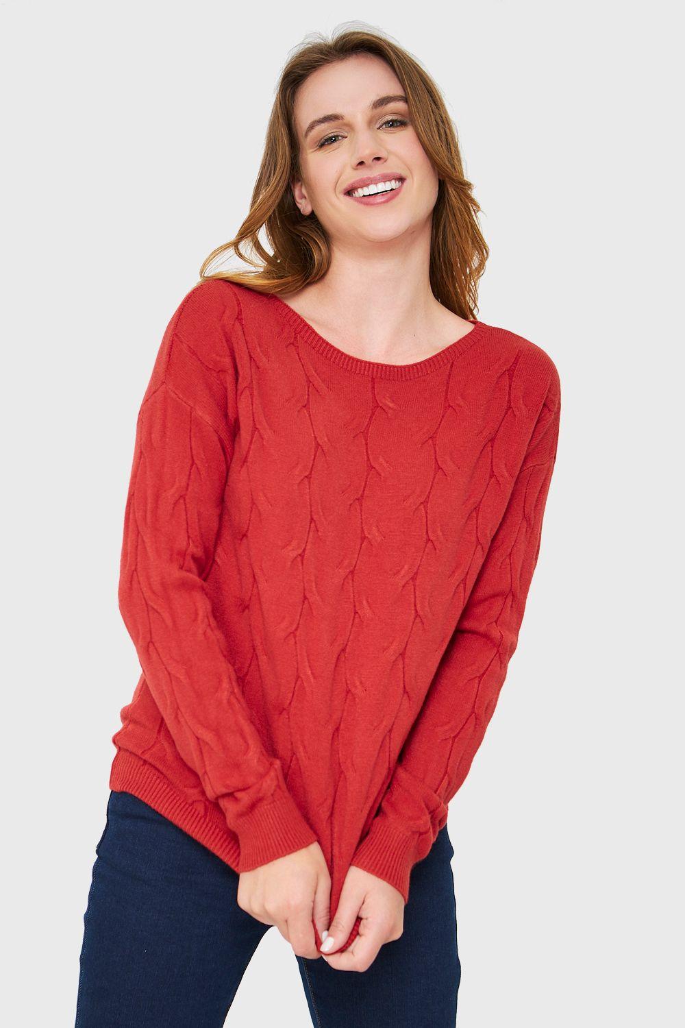 Sweater Patrón Trenzas Rojo Nicopoly-0