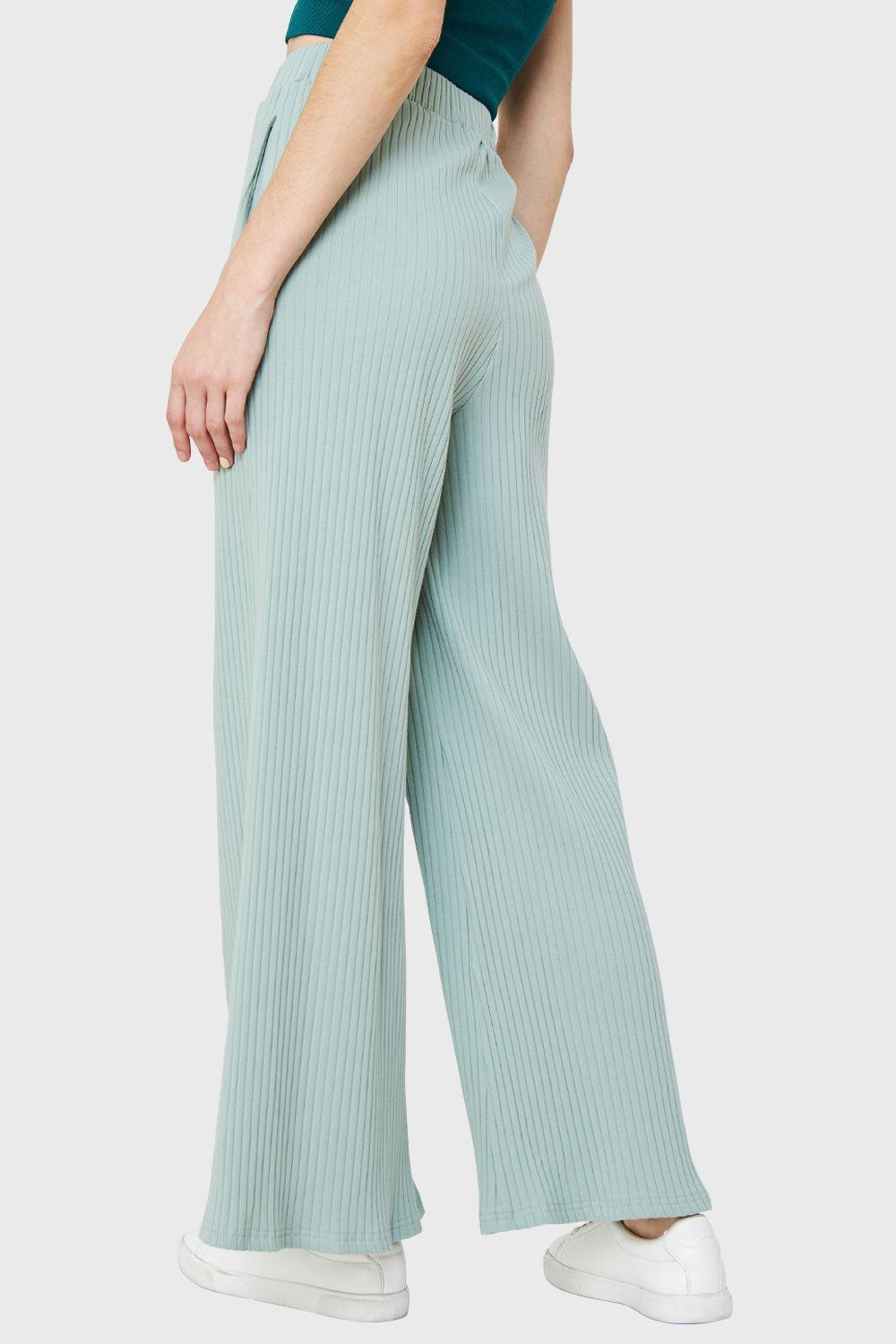 Pantalón Palazzo Acanalado Menta Nicopoly-3
