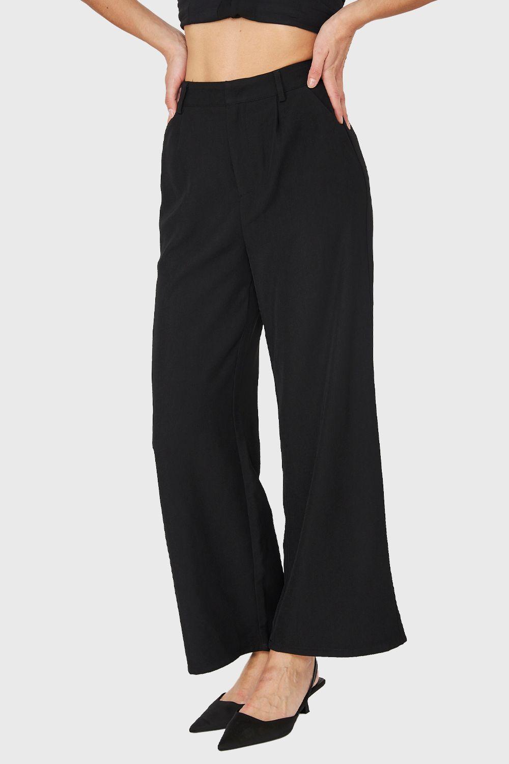 Pantalón Pinzas Ancho Negro Nicopoly-2