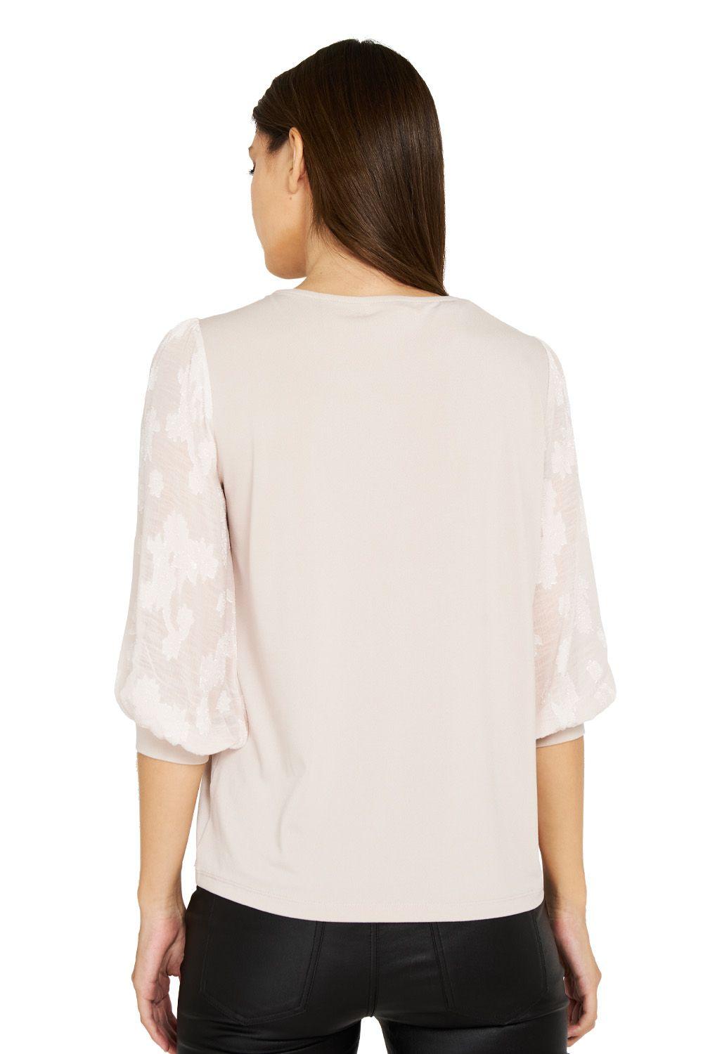 Polera Manga Floral Rosado Nicopoly-3